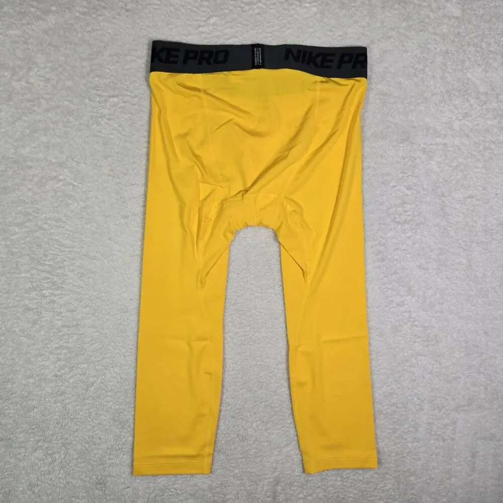 Nike Pro NBA Player Issued 3/4 Compression Tights Yellow DN1547 Mens Large $75 L